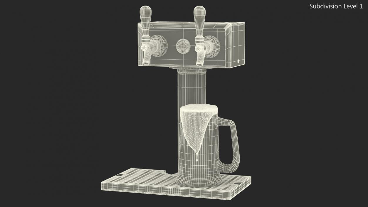 Beer Dispenser Kegerator Tower with Beer Mug 3D model