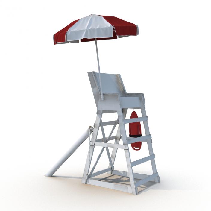 Lifeguard Chair with Umbrella 3D model