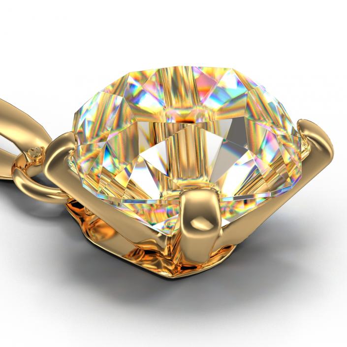 3D Single Diamond Necklace model