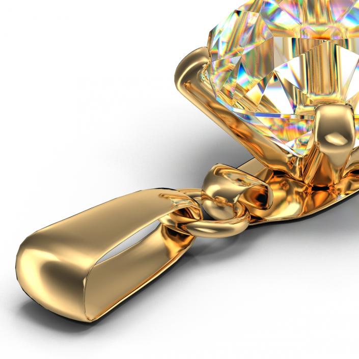 3D Single Diamond Necklace model