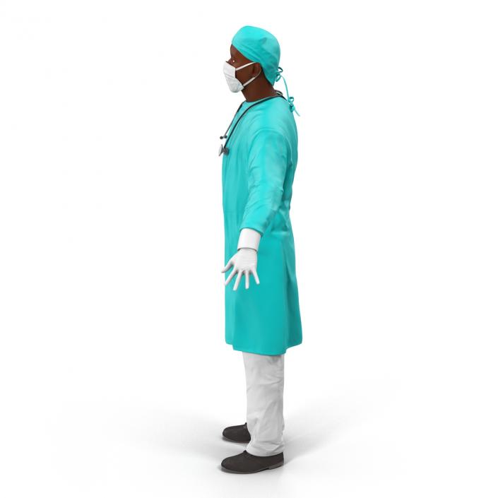 3D Male African American Surgeon Rigged