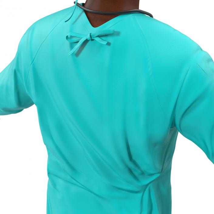 3D Male African American Surgeon Rigged