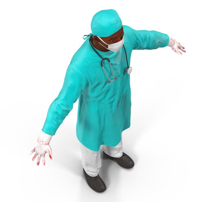 3D Male African American Surgeon 2