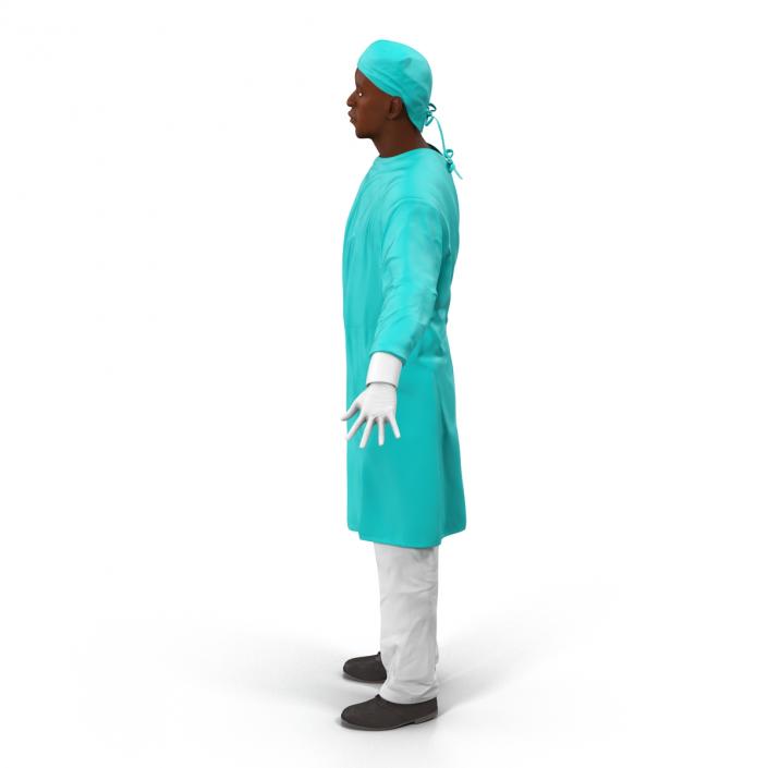 3D Male African American Surgeon 3 Rigged model