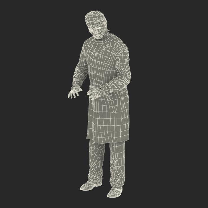 3D Male African American Surgeon 3 Rigged model
