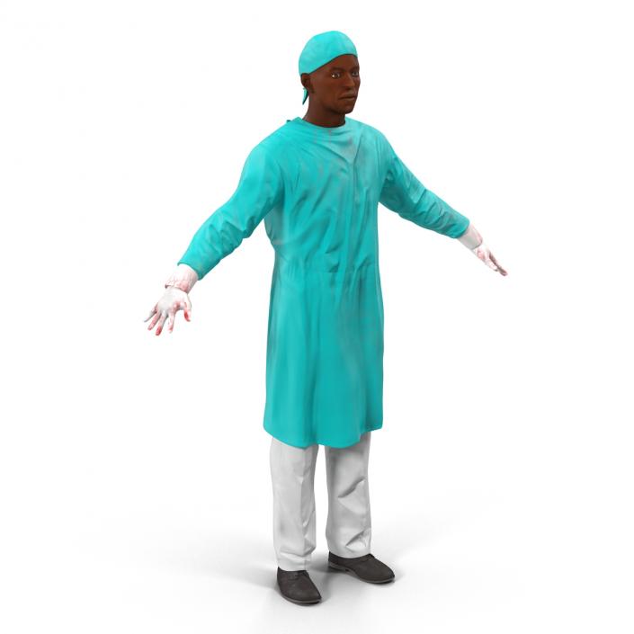 3D Male African American Surgeon 4 Rigged model