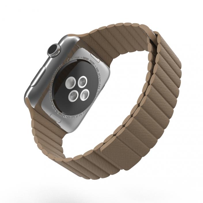Apple Watch Brown Leather Magnetic Closure 2 3D model