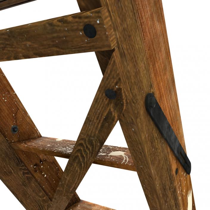 Old Wooden Step Ladder 3D