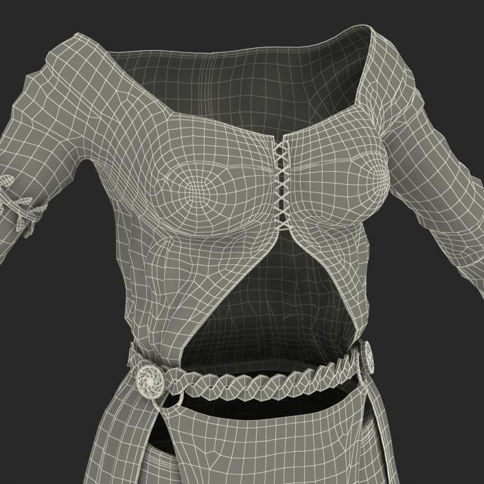 3D model Female Medieval Clothes 2