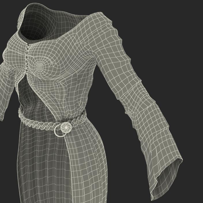 3D model Female Medieval Clothes 5