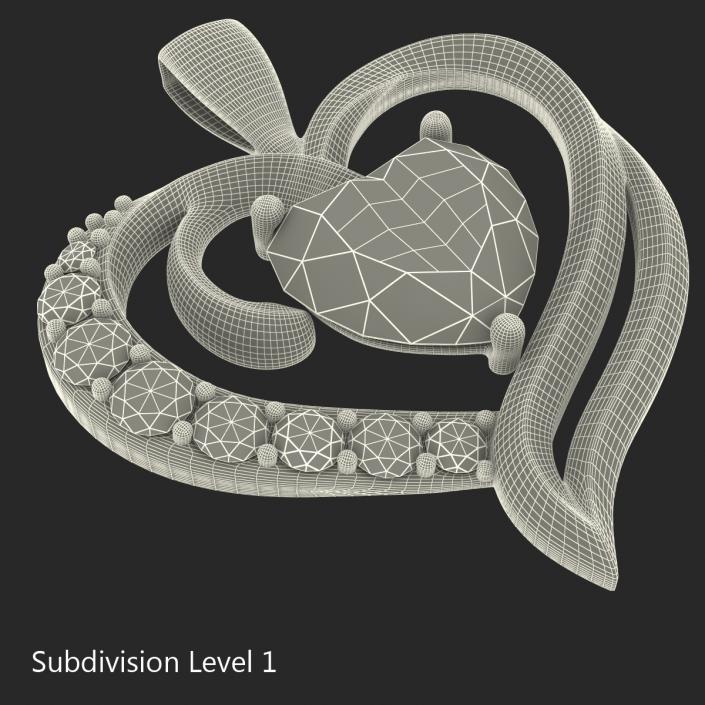 Ruby Heart Necklace 3D model