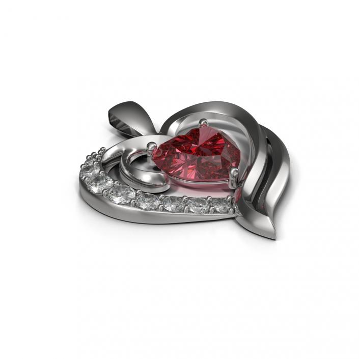 Ruby Heart Necklace 3D model