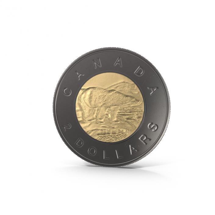 2 Dollar Canadian coin Loonie 3D model
