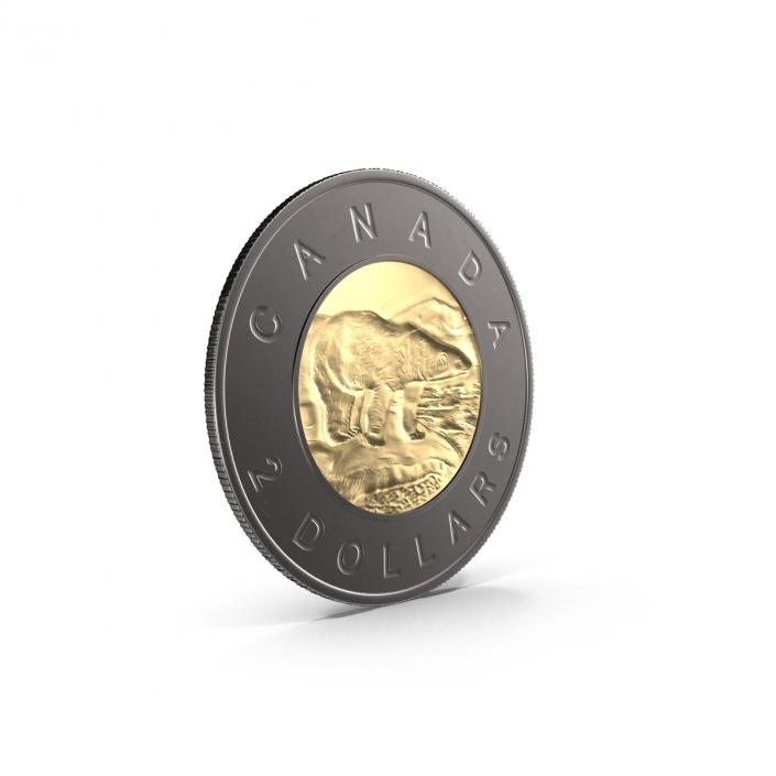 2 Dollar Canadian coin Loonie 3D model