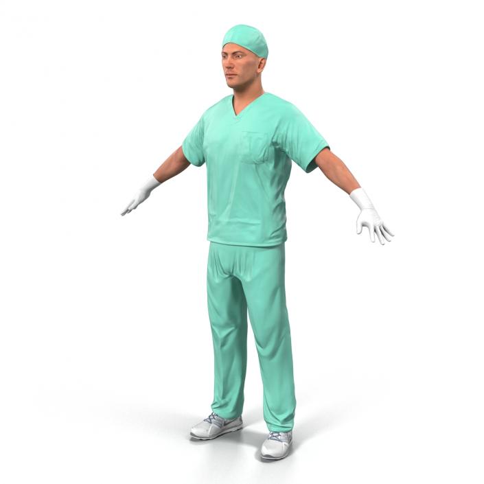 3D Male Surgeon Caucasian Rigged 2