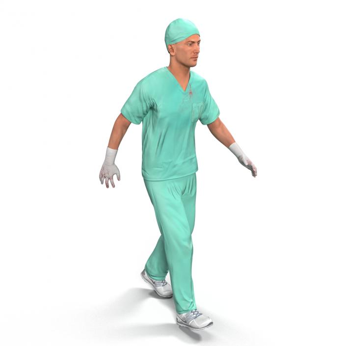 Male Surgeon Caucasian Rigged 2 with Blood 3D