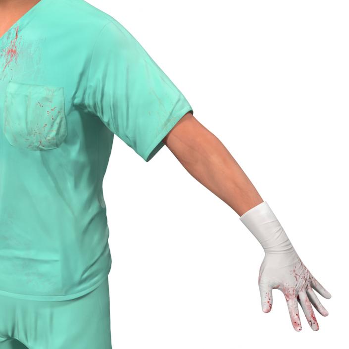 Male Surgeon Caucasian Rigged 2 with Blood 3D