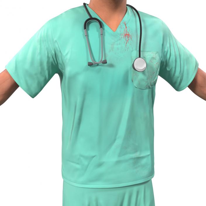 3D Male Surgeon Caucasian with Blood model