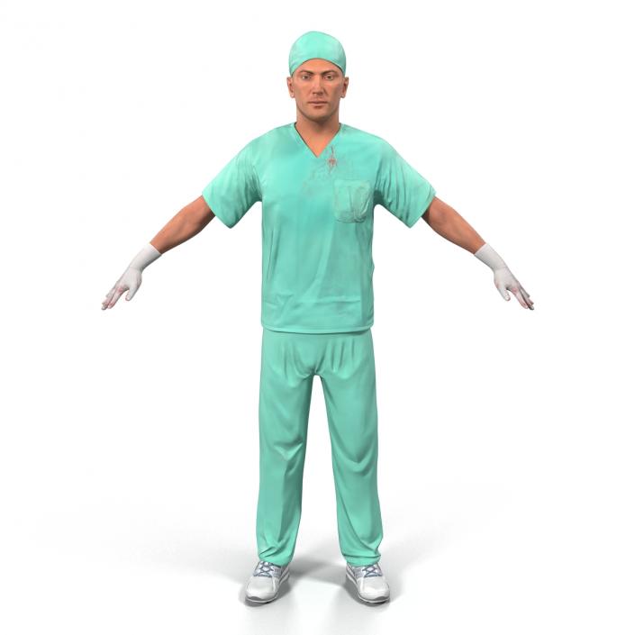 3D model Male Surgeon Caucasian with Blood 2