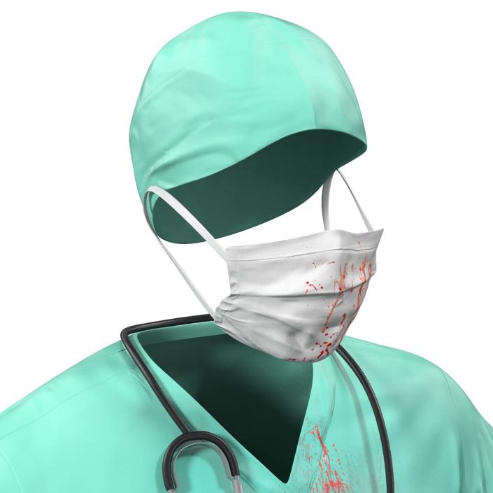 Surgeon Dress 17 with Blood 3D