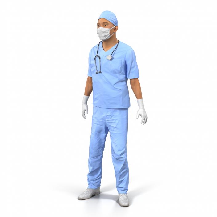 3D model Male Surgeon Asian Rigged
