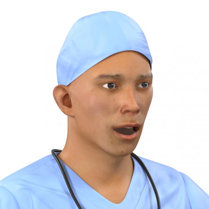 3D model Male Surgeon Asian Rigged