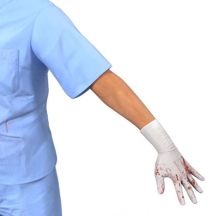 Male Surgeon Asian Rigged Uniform with Blood 3D model