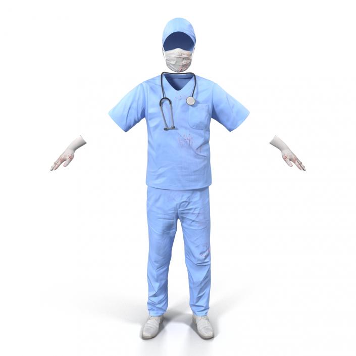 Surgeon Dress 13 with Blood 3D