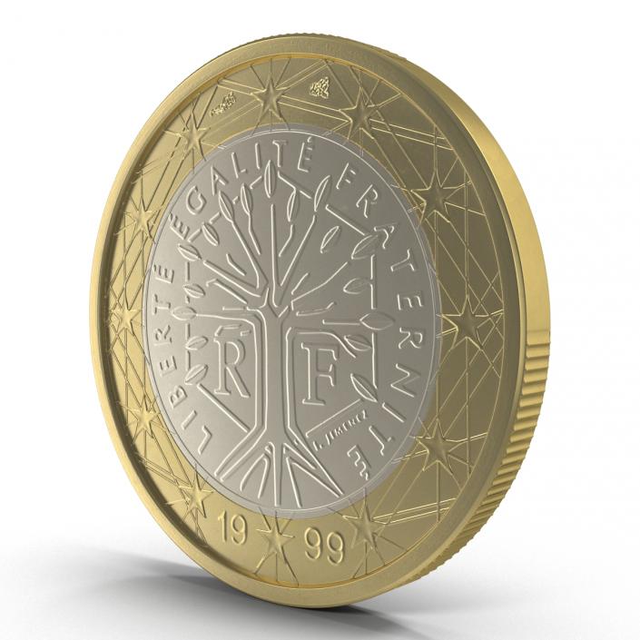 3D 1 Euro Coin French model