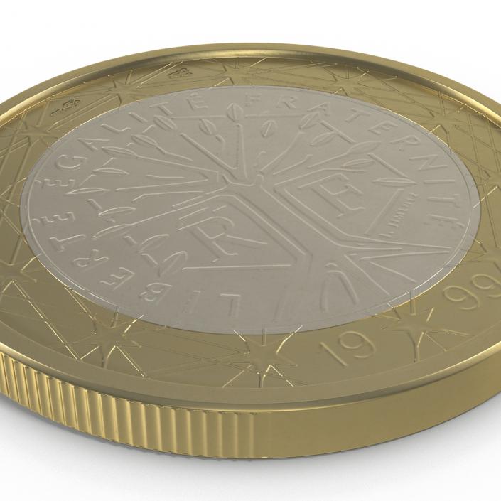 3D 1 Euro Coin French model