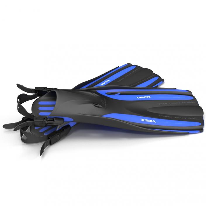 3D Oceanic Viper Fins Blue model