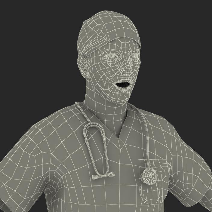 3D model Male Surgeon Caucasian Rigged with Blood