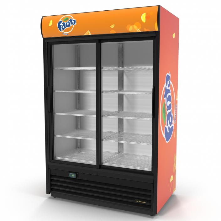 3D Fanta Double Door Display Refrigerator model