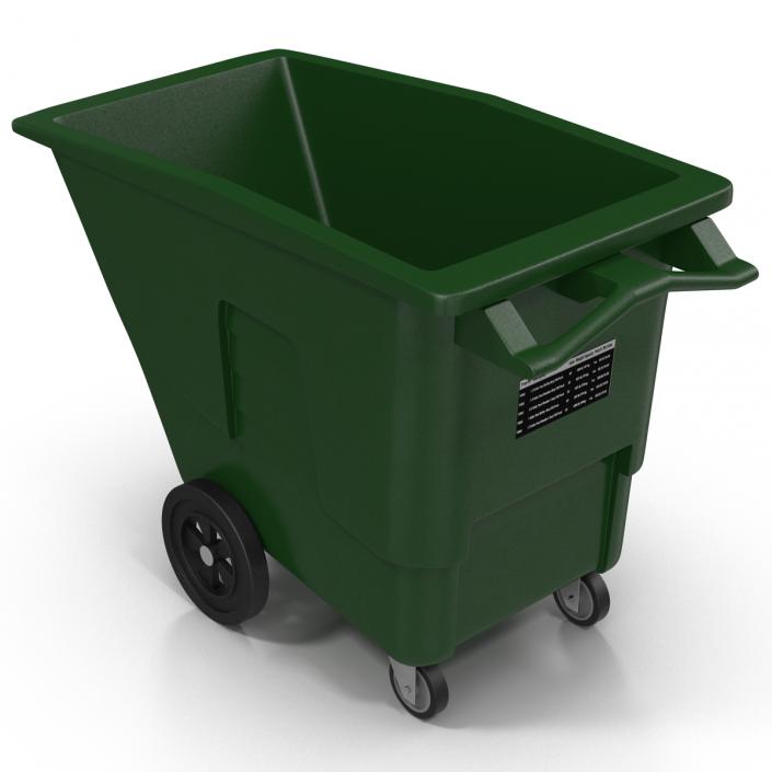 3D Large Rolling Garbage Can Green