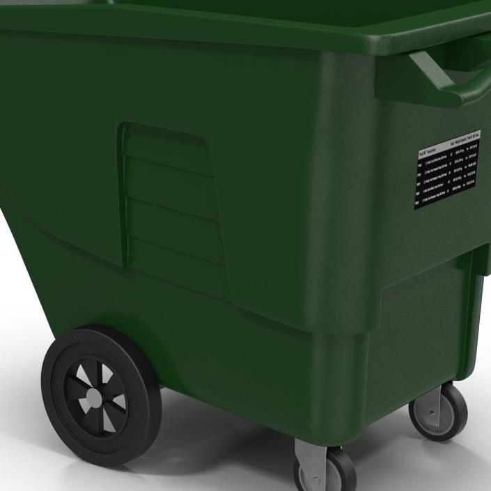 3D Large Rolling Garbage Can Green