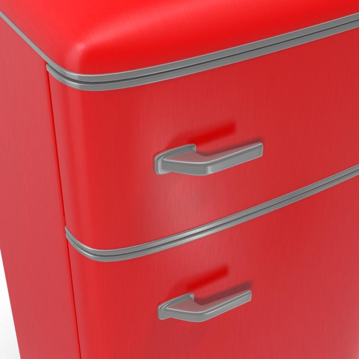 Retro Refrigerator Red 3D