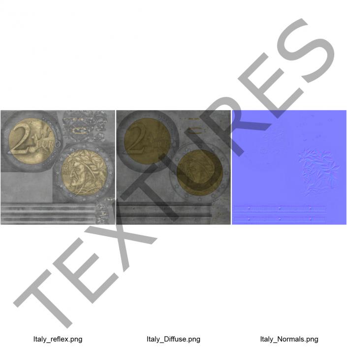 2 Euro Coin Italy 3D