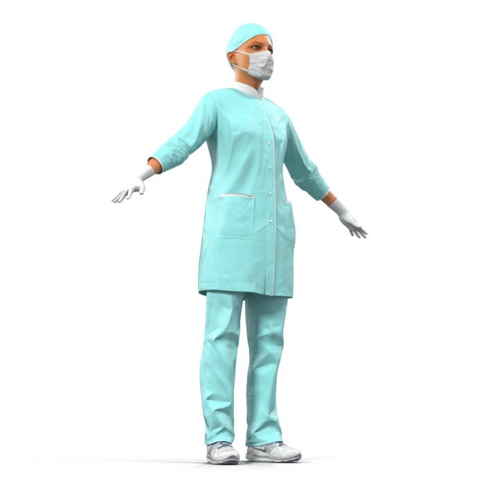 3D Female Surgeon Mediterranean model