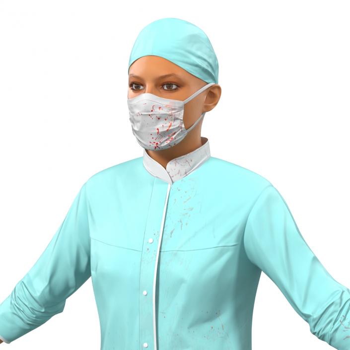 Female Surgeon Mediterranean with Blood 3D model