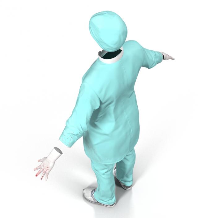 3D Female Surgeon Dress with Blood 2 model