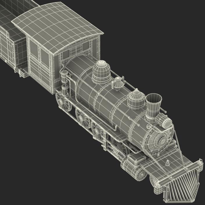 Steam Train with Wagon 2 3D model