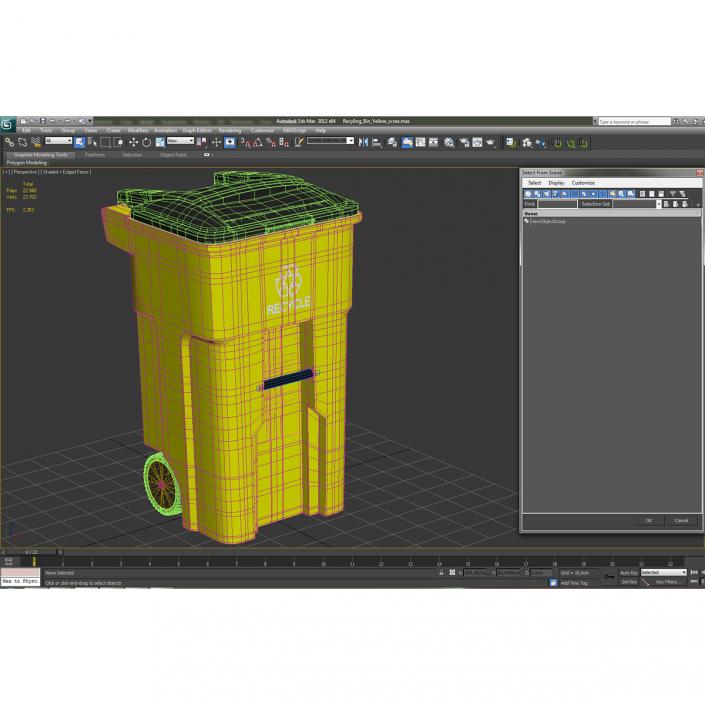 Recyling Bin Yellow 3D model