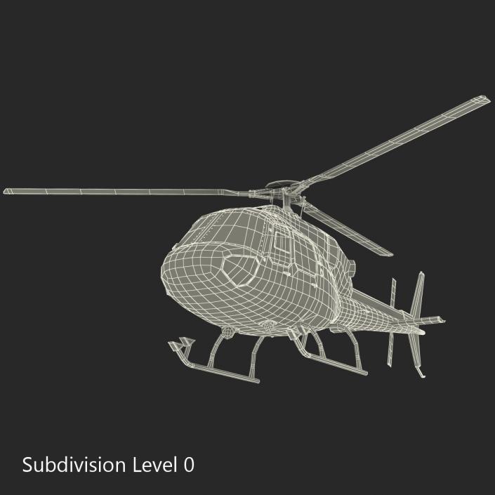 3D Helicopter Service Eurocopter AS-355 Rigged model