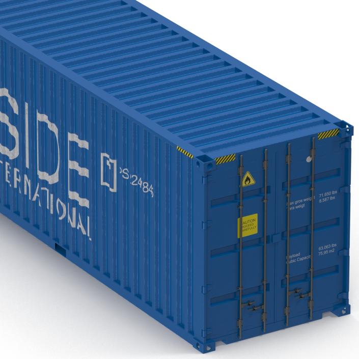 3D model 40 ft High Cube Container Blue
