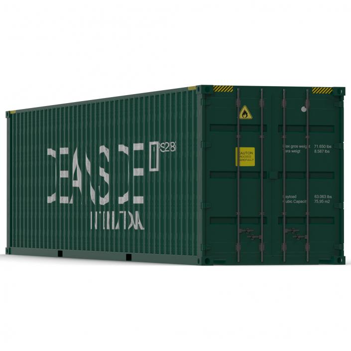 3D 40 ft High Cube Container Green