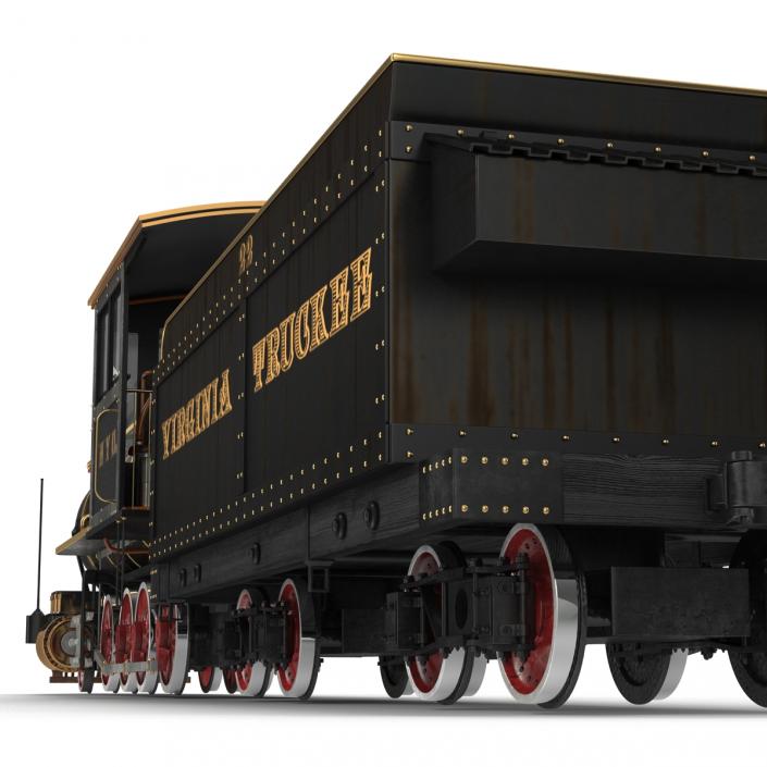 Steam Train with Wagon 3 3D model