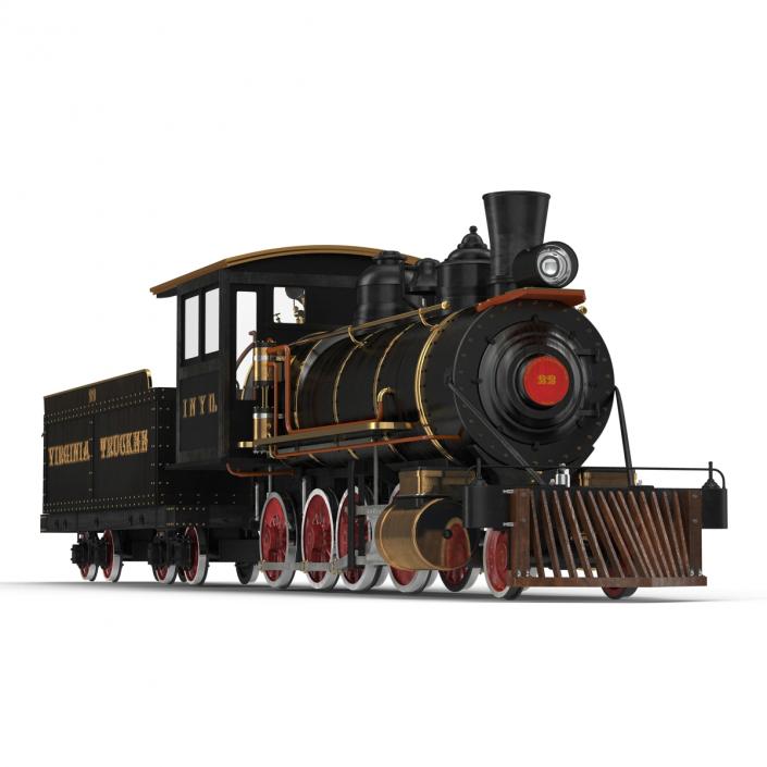 Steam Train with Wagon 4 3D model