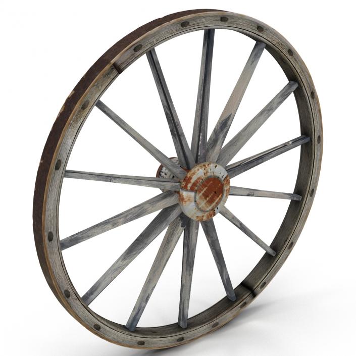 Old Wooden Wagon Wheel 3D