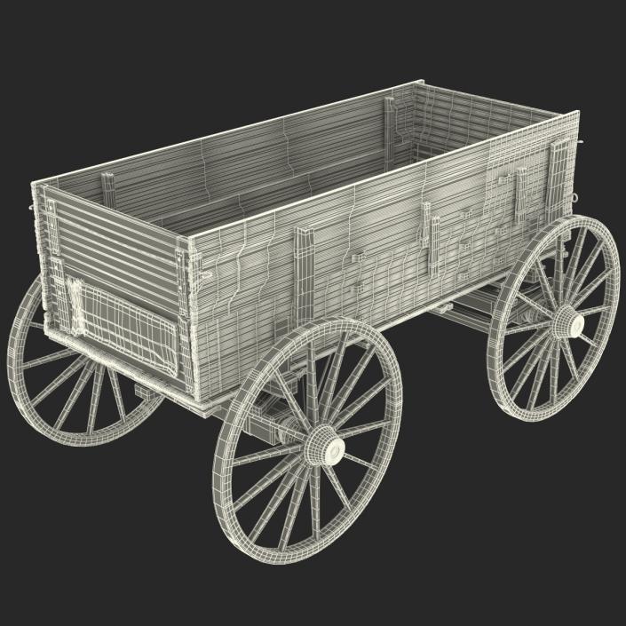 3D Old Wooden Wagon 2 model