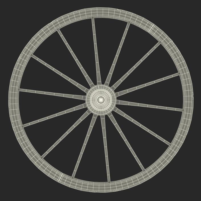 Old Wooden Wagon Wheel 3D
